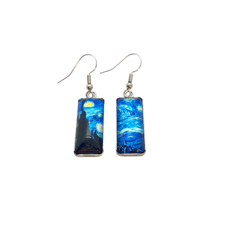 earrings steel silver klimt night with stars2